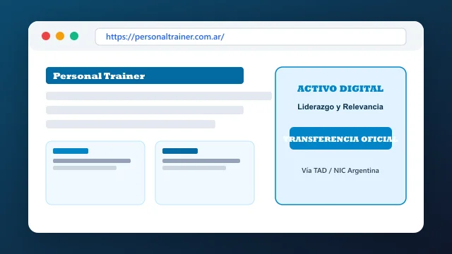 Vista del activo digital estratégico personaltrainer.com.ar y transferencia formal